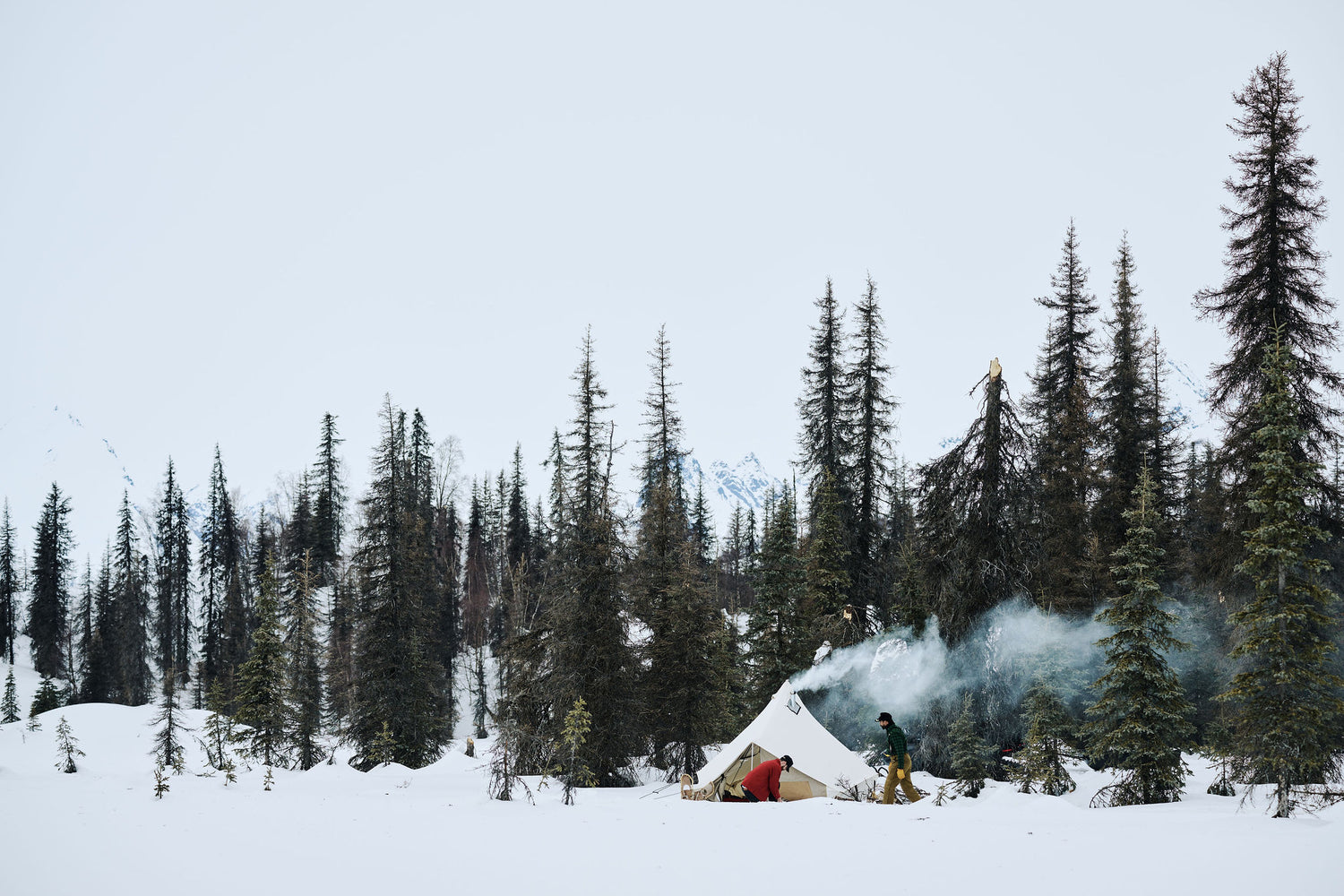 Winter hot tent in the snow - Expedition quality canvas tent made in the USA